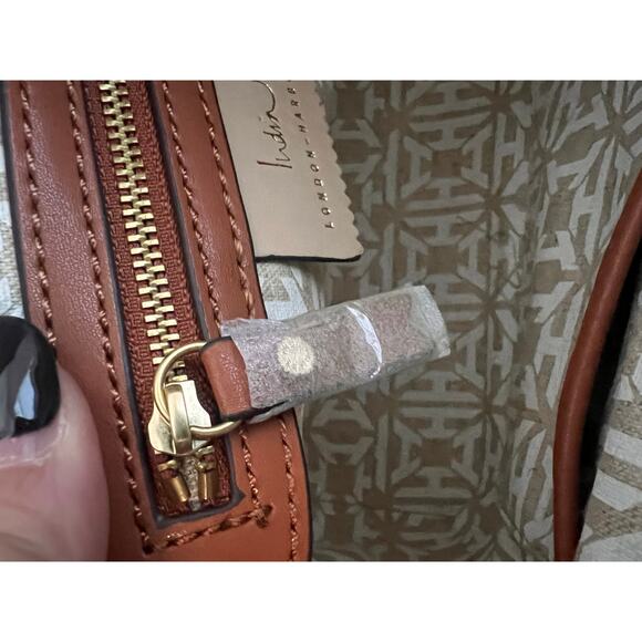 India Hicks Bridle Suede Leather Shoulder Crossbody Bag Gold Chain Brown NWOT - Picture 12 of 14